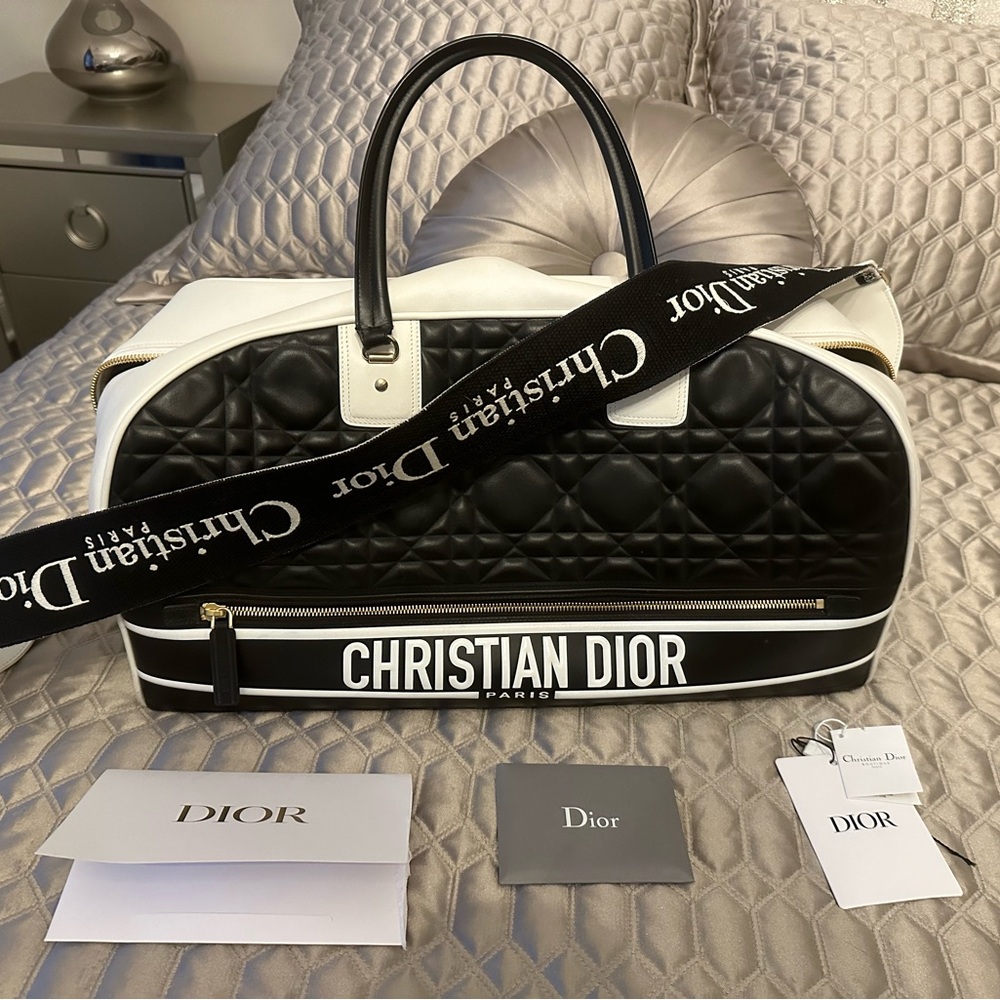 Dior Vibe Black & White Large Bowling Duffle Bag